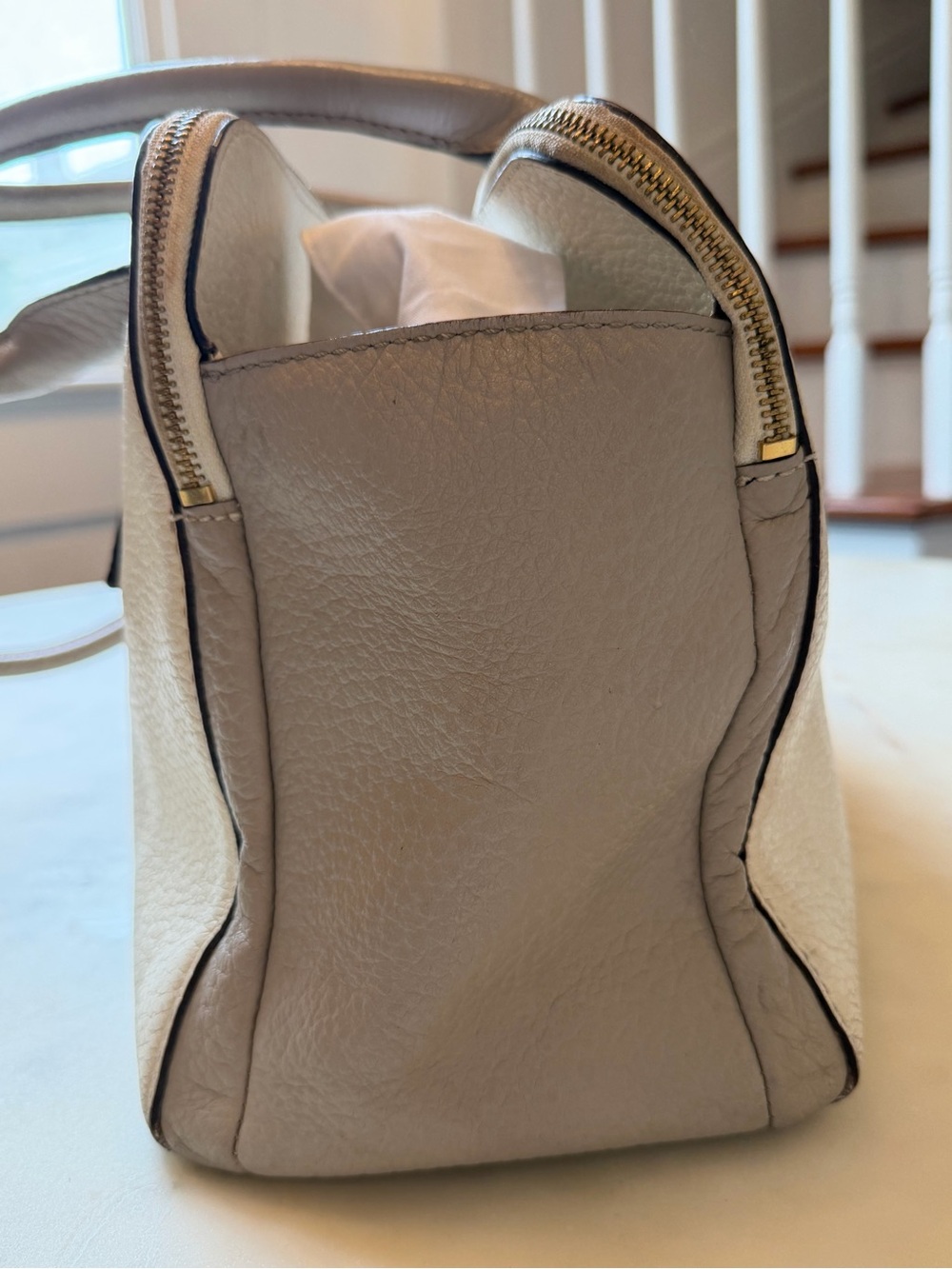 kate spade Cream and Taupe Leather Satchel with Tassel - Picture 10 of 16